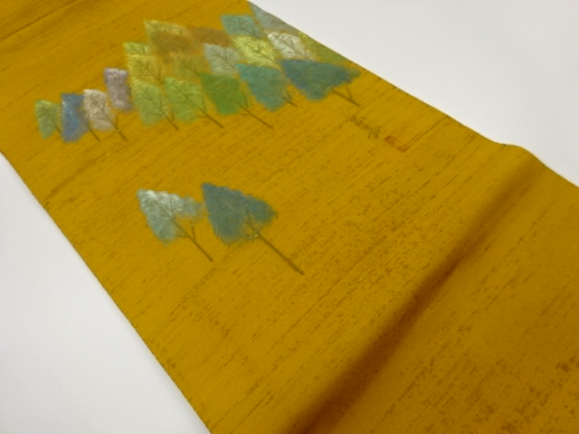 作家物　金彩木々模様名古屋帯